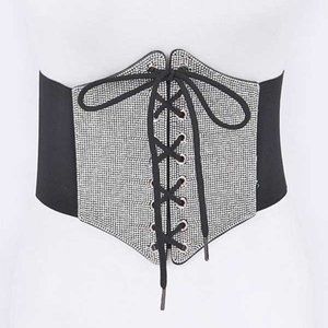 BNWT Plus Size Rhinestone Lacing Fashion Elastic Stretch Corset Belt